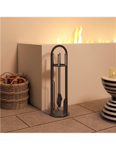 Outsunny 5 Pieces Fireplace Tools Set, Metal Fireplace Accessories Fireside Companion Set with Broom, Shovel, Poker and Bucket, 