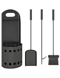 Outsunny 4 Pieces Fireplace Companion Set, Metal Fireplace Accessories Fireside Companion Set with Broom, Shovel, Poker, Bucket,