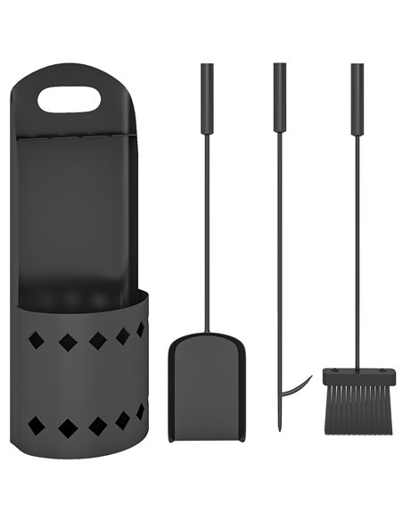 Outsunny 4 Pieces Fireplace Companion Set, Metal Fireplace Accessories Fireside Companion Set with Broom, Shovel, Poker, Bucket, - pic 178017 | FastDaddyshop