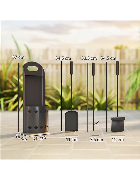 Outsunny 4 Pieces Fireplace Companion Set, Metal Fireplace Accessories Fireside Companion Set with Broom, Shovel, Poker, Bucket, - pic 178019 | FastDaddyshop