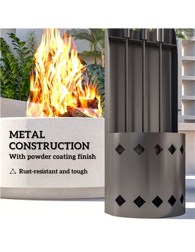 Outsunny 4 Pieces Fireplace Companion Set, Metal Fireplace Accessories Fireside Companion Set with Broom, Shovel, Poker, Bucket,