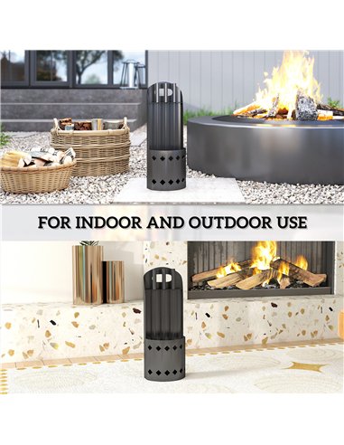 Outsunny 4 Pieces Fireplace Companion Set, Metal Fireplace Accessories Fireside Companion Set with Broom, Shovel, Poker, Bucket,