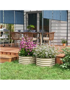 Outsunny Set of 2 Raised Garden Bed, Metal Planter Box with Safety Edging, Easy-to-assemble Stock Tank, Cream White 2