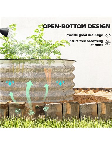 Outsunny Set of 2 Raised Garden Bed, Metal Planter Box with Safety Edging, Easy-to-assemble Stock Tank, Cream White