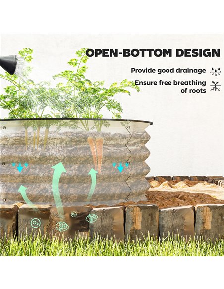 Outsunny Set of 2 Raised Garden Bed, Metal Planter Box with Safety Edging, Easy-to-assemble Stock Tank, Cream White - pic 178030 | FastDaddyshop