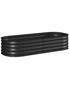 Outsunny Galvanised Raised Garden Bed, Metal Planter Box with Safety Edging, for Flowers, Herbs, Succulents, Black