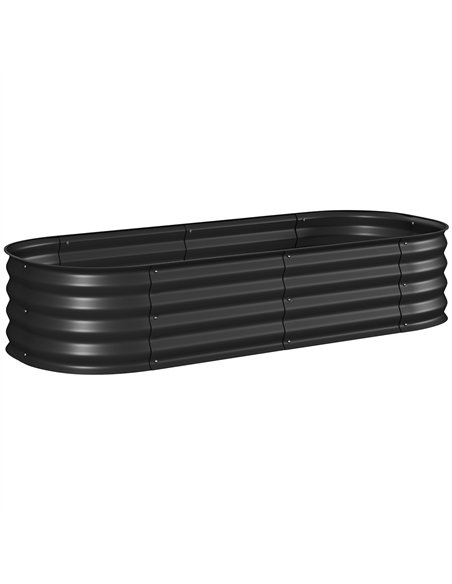 Outsunny Galvanised Raised Garden Bed, Metal Planter Box with Safety Edging, for Flowers, Herbs, Succulents, Black - pic 178035 | FastDaddyshop