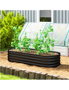 Outsunny Galvanised Raised Garden Bed, Metal Planter Box with Safety Edging, for Flowers, Herbs, Succulents, Black 2