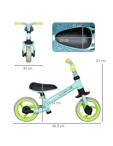 AIYAPLAY 8" Balance Bike, Lightweight Training Bike for Children, with Adjustable Seat, EVA Wheels, Easy installation - Green - pic 17804 | FastDaddyshop