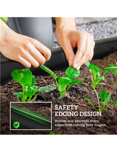 Outsunny Galvanised Raised Garden Bed, Metal Planter Box with Safety Edging, for Flowers, Herbs, Succulents, Black