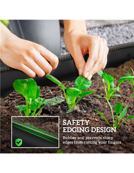 Outsunny Galvanised Raised Garden Bed, Metal Planter Box with Safety Edging, for Flowers, Herbs, Succulents, Black - pic 178040 | FastDaddyshop