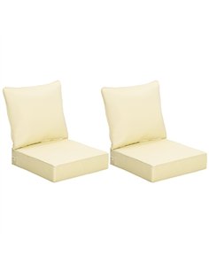 Outsunny 4 Pieces Outdoor Seat and Back Cushion Set Patio Deep Seating Chair Replacement Cushion, Beige