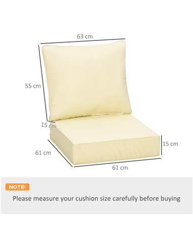 Outsunny 4 Pieces Outdoor Seat and Back Cushion Set Patio Deep Seating Chair Replacement Cushion, Beige