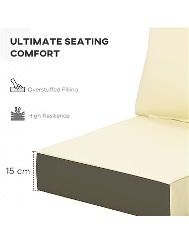 Outsunny 4 Pieces Outdoor Seat and Back Cushion Set Patio Deep Seating Chair Replacement Cushion, Beige