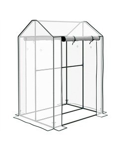 Outsunny Green House, Mini Greenhouse with 2 Roll-up Doors, Vent Holes and Reinforced Cover, 100 x 80 x 150cm