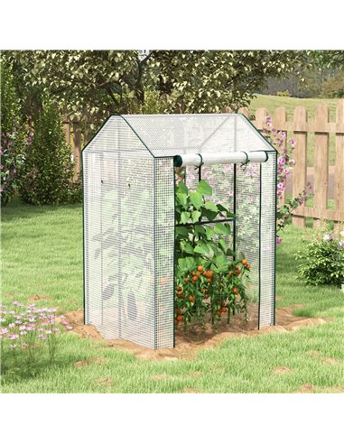 Outsunny Green House, Mini Greenhouse with 2 Roll-up Doors, Vent Holes and Reinforced Cover, 100 x 80 x 150cm