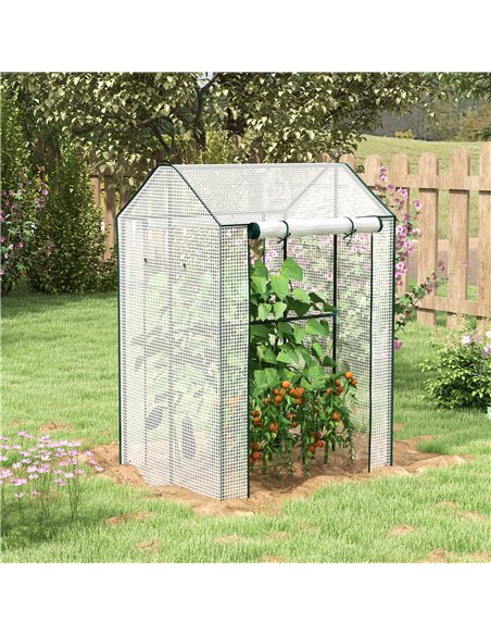 Outsunny Green House, Mini Greenhouse with 2 Roll-up Doors, Vent Holes and Reinforced Cover, 100 x 80 x 150cm - pic 178063 | FastDaddyshop