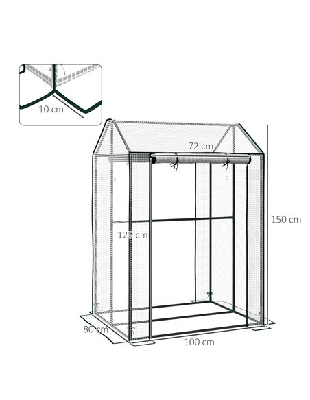 Outsunny Green House, Mini Greenhouse with 2 Roll-up Doors, Vent Holes and Reinforced Cover, 100 x 80 x 150cm - pic 178064 | FastDaddyshop