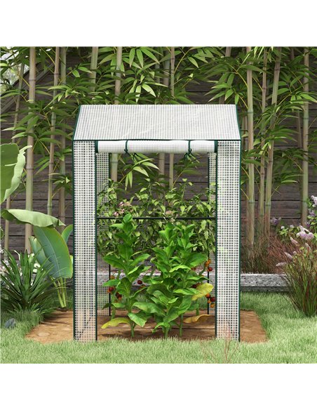 Outsunny Green House, Mini Greenhouse with 2 Roll-up Doors, Vent Holes and Reinforced Cover, 100 x 80 x 150cm - pic 178069 | FastDaddyshop