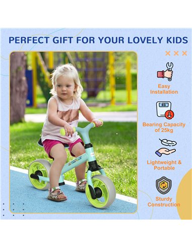 AIYAPLAY 8" Balance Bike, Lightweight Training Bike for Children, with Adjustable Seat, EVA Wheels, Easy installation - Green