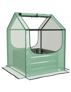 Outsunny 61 x 61cm Garden Planter Bed, with Cover - Green and Silver