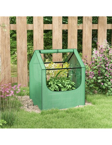 Outsunny 61 x 61cm Garden Planter Bed, with Cover - Green and Silver