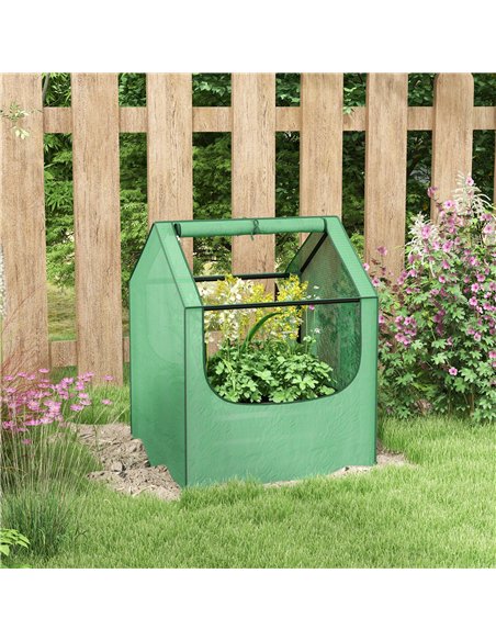 Outsunny 61 x 61cm Garden Planter Bed, with Cover - Green and Silver - pic 178072 | FastDaddyshop