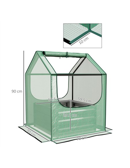 Outsunny 61 x 61cm Garden Planter Bed, with Cover - Green and Silver - pic 178073 | FastDaddyshop