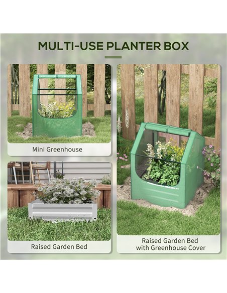 Outsunny 61 x 61cm Garden Planter Bed, with Cover - Green and Silver - pic 178074 | FastDaddyshop