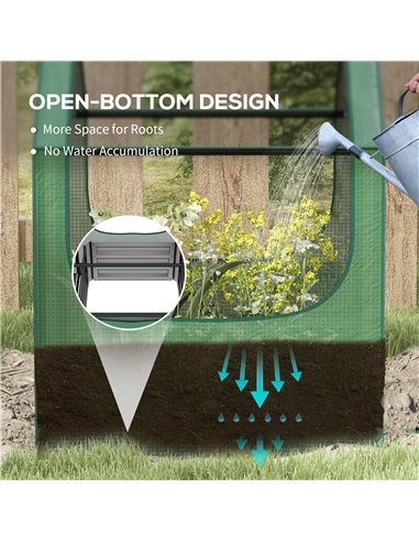 Outsunny 61 x 61cm Garden Planter Bed, with Cover - Green and Silver