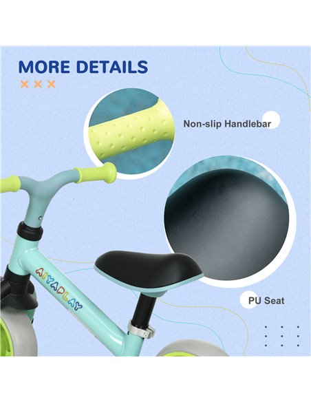 AIYAPLAY 8" Balance Bike, Lightweight Training Bike for Children, with Adjustable Seat, EVA Wheels, Easy installation - Green - pic 17808 | FastDaddyshop