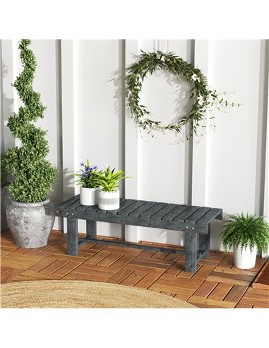 Outsunny 2-Seater Garden Wooden Bench, Grey