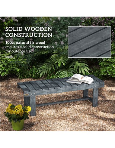 Outsunny 2-Seater Garden Wooden Bench, Grey