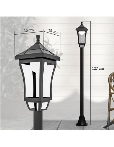 Outsunny 1.3 m Garden Lamp Post Light, LED Outdoor Solar Post Lights, Waterproof IP44 for Patio, Garden, Pathway, Cool White