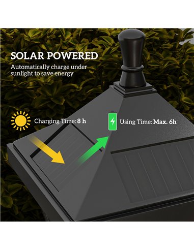 Outsunny 1.3 m Garden Lamp Post Light, LED Outdoor Solar Post Lights, Waterproof IP44 for Patio, Garden, Pathway, Cool White