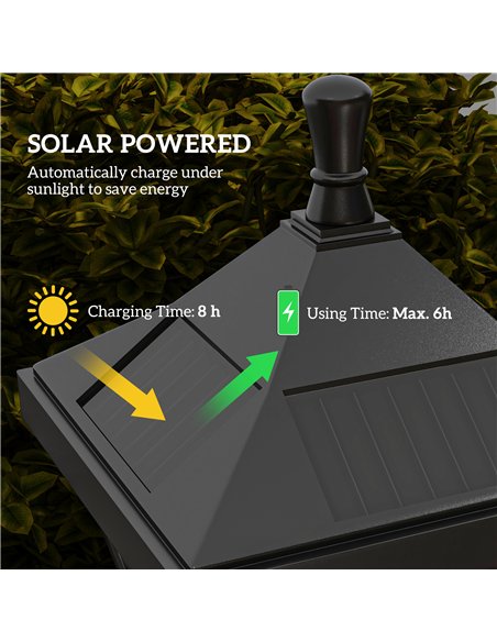 Outsunny 1.3 m Garden Lamp Post Light, LED Outdoor Solar Post Lights, Waterproof IP44 for Patio, Garden, Pathway, Cool White - pic 178092 | FastDaddyshop