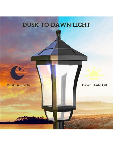 Outsunny 1.3 m Garden Lamp Post Light, LED Outdoor Solar Post Lights, Waterproof IP44 for Patio, Garden, Pathway, Cool White