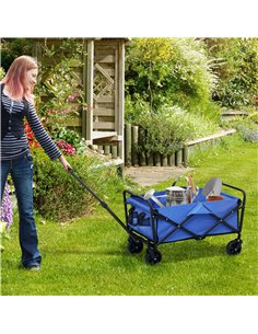 Outsunny 62L Festival Trolley on Wheels, Garden Folding Trolley Cart, 120kg Heavy Duty Collapsible Folding Wagon with Adjustable 2
