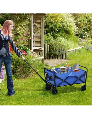 Outsunny 62L Festival Trolley on Wheels, Garden Folding Trolley Cart, 120kg Heavy Duty Collapsible Folding Wagon with Adjustable