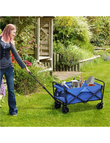 Outsunny 62L Festival Trolley on Wheels, Garden Folding Trolley Cart, 120kg Heavy Duty Collapsible Folding Wagon with Adjustable - pic 178099 | FastDaddyshop