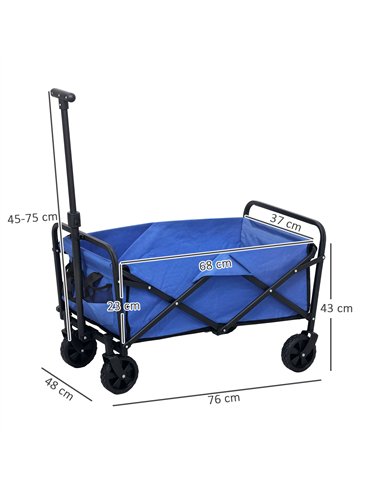 Outsunny 62L Festival Trolley on Wheels, Garden Folding Trolley Cart, 120kg Heavy Duty Collapsible Folding Wagon with Adjustable