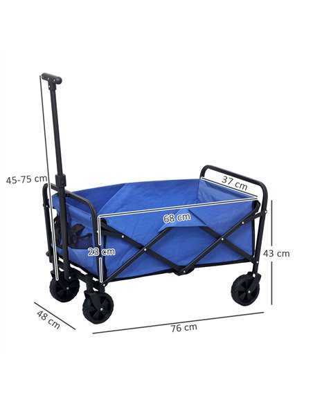 Outsunny 62L Festival Trolley on Wheels, Garden Folding Trolley Cart, 120kg Heavy Duty Collapsible Folding Wagon with Adjustable - pic 178100 | FastDaddyshop