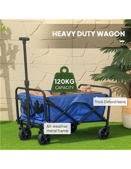Outsunny 62L Festival Trolley on Wheels, Garden Folding Trolley Cart, 120kg Heavy Duty Collapsible Folding Wagon with Adjustable - pic 178102 | FastDaddyshop
