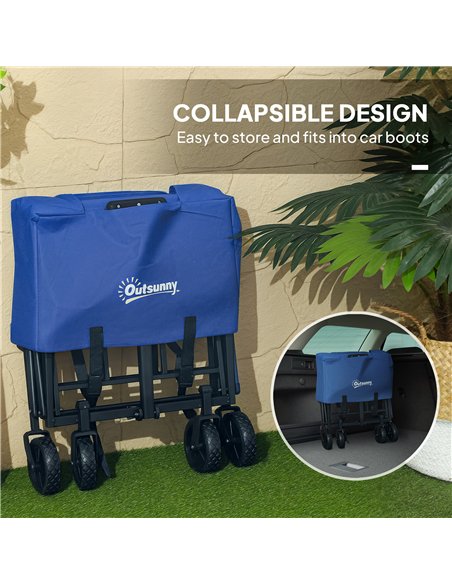 Outsunny 62L Festival Trolley on Wheels, Garden Folding Trolley Cart, 120kg Heavy Duty Collapsible Folding Wagon with Adjustable - pic 178103 | FastDaddyshop