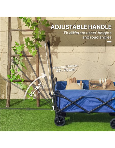Outsunny 62L Festival Trolley on Wheels, Garden Folding Trolley Cart, 120kg Heavy Duty Collapsible Folding Wagon with Adjustable - pic 178105 | FastDaddyshop