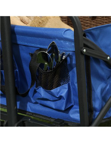 Outsunny 62L Festival Trolley on Wheels, Garden Folding Trolley Cart, 120kg Heavy Duty Collapsible Folding Wagon with Adjustable