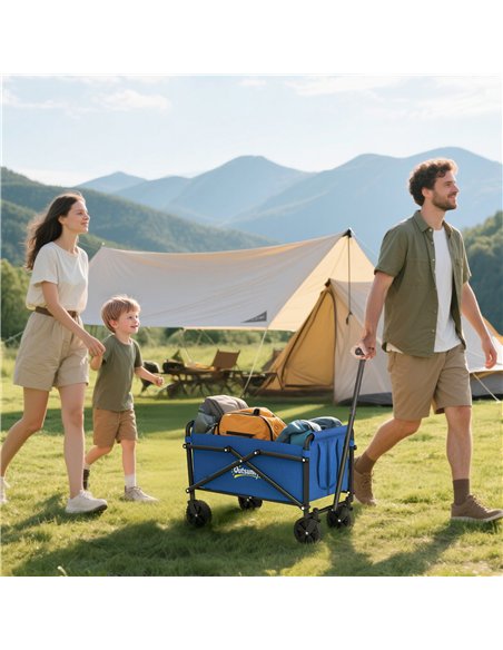 Outsunny 41L Festival Trolley on Wheels, Small Garden Folding Trolley Cart, 60kg Heavy Duty Collapsible Folding Wagon with Adjus - pic 178108 | FastDaddyshop