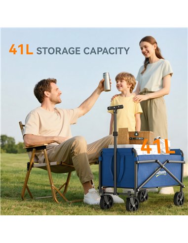 Outsunny 41L Festival Trolley on Wheels, Small Garden Folding Trolley Cart, 60kg Heavy Duty Collapsible Folding Wagon with Adjus