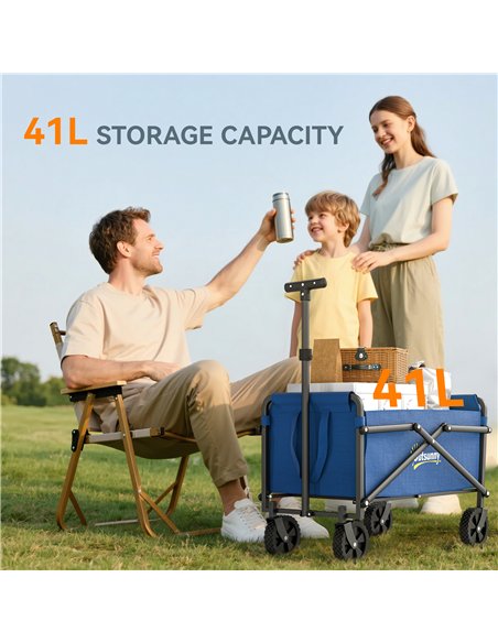 Outsunny 41L Festival Trolley on Wheels, Small Garden Folding Trolley Cart, 60kg Heavy Duty Collapsible Folding Wagon with Adjus - pic 178110 | FastDaddyshop