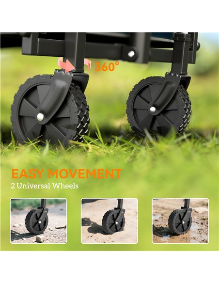 Outsunny 41L Festival Trolley on Wheels, Small Garden Folding Trolley Cart, 60kg Heavy Duty Collapsible Folding Wagon with Adjus - pic 178113 | FastDaddyshop